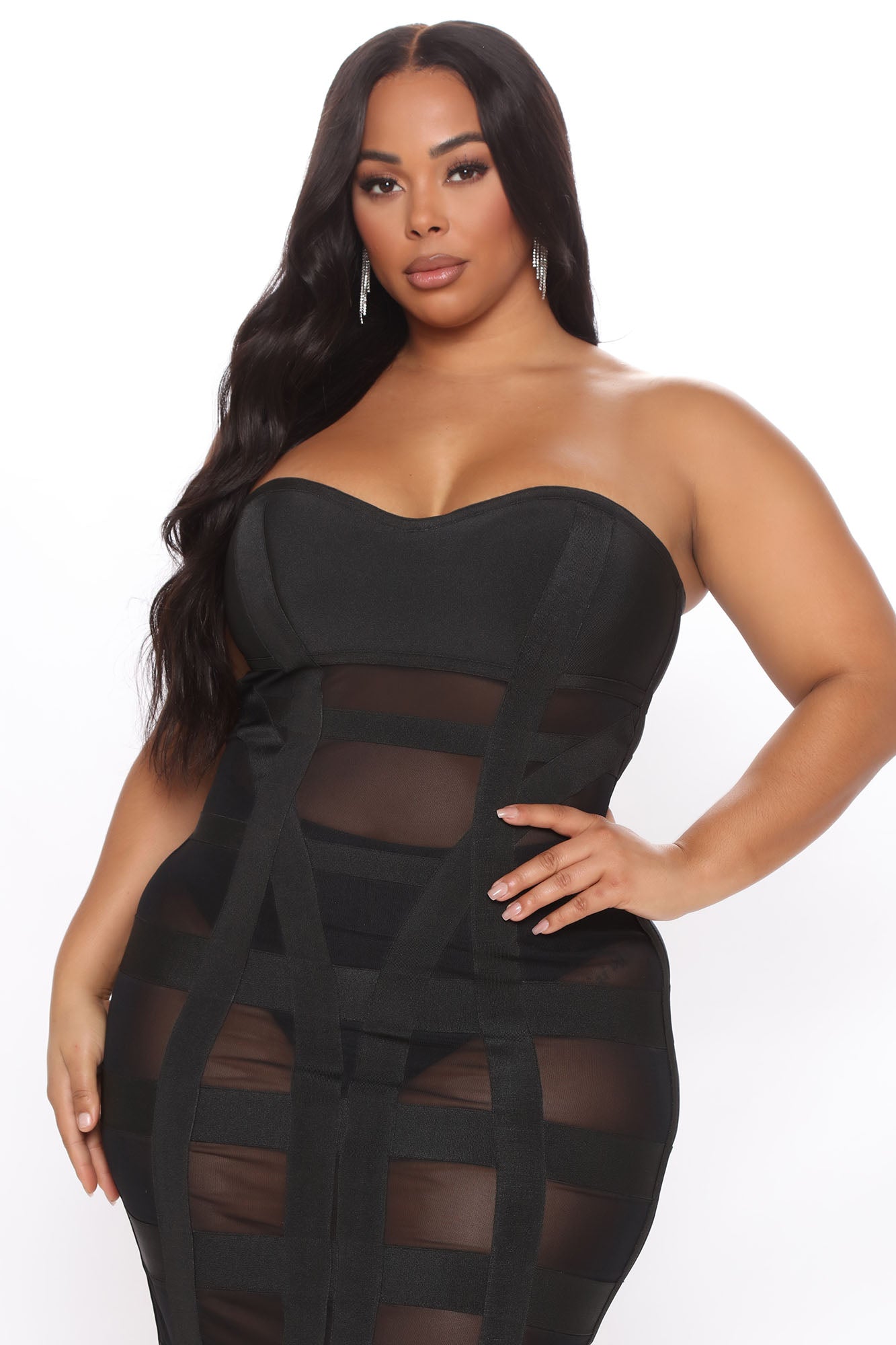 Hot Night Out Bandage Midi Dress - Black