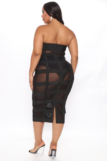 Hot Night Out Bandage Midi Dress - Black